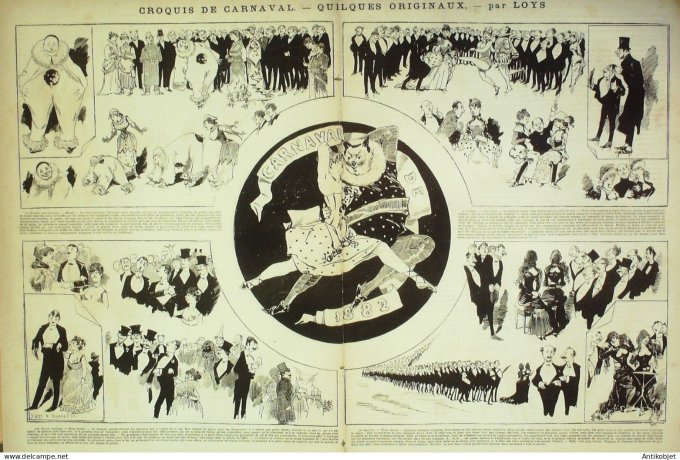 La Caricature 1882 #110 Lili aux variétés Robida Carnaval Loys