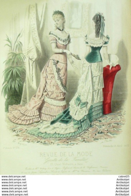 Gravure Mode La Gazette 1877 # 276 (Old Fashion plate)