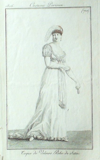 Gravure Mode Costume Parisien 1806 #  710 (eau forte old Fashion plate