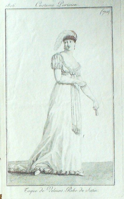 Gravure Mode Costume Parisien 1806 #  710 (eau forte old Fashion plate