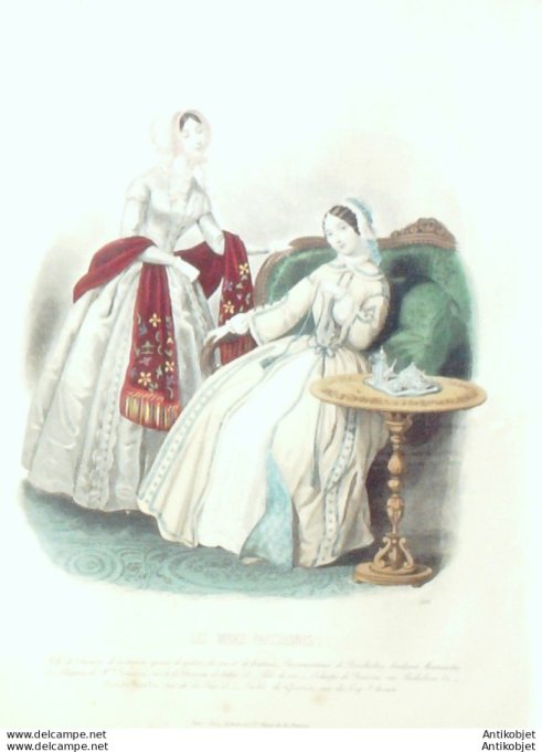 Gravure Les Modes Parisiennes 1846 # 159 Robe de chambre Maison Bertheley