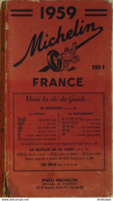 Guide rouge MICHELIN 1959 52ème édition France
