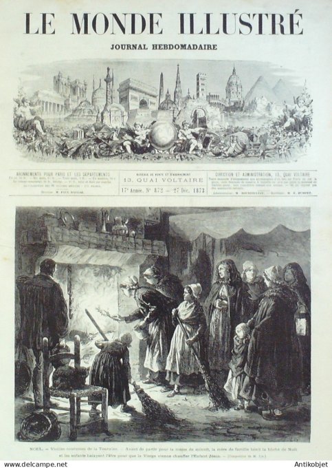 Le Monde illustré 1873 n°872 Finistère (29) Noêl Adoration des bergers Opéra Comique l'escarpolette