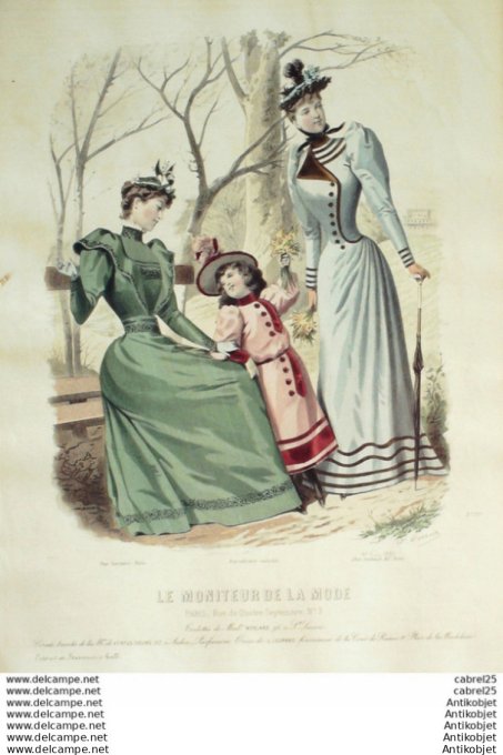 Gravure Mode Le Moniteur 1892 # 11 (Old Fashion plate)