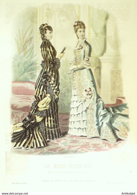 Gravure de mode La Mode illustrée 1878 n°52 (Maison Bréant-Castel)
