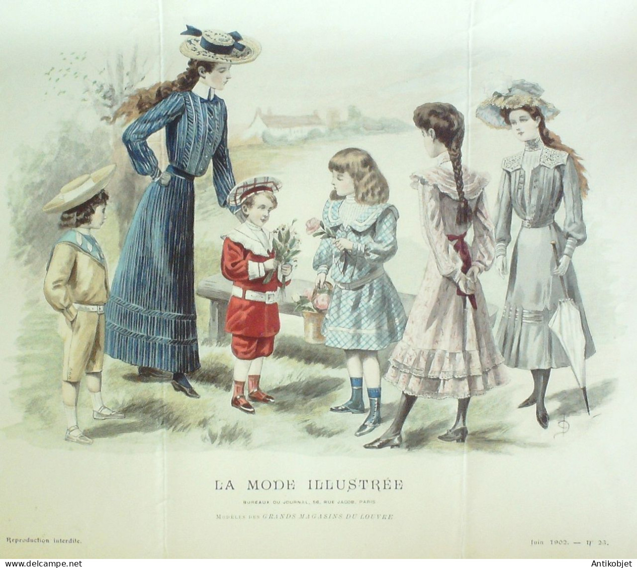 Gravure Mode illustree 1902 # 23 (Old Fashion plate) RARE