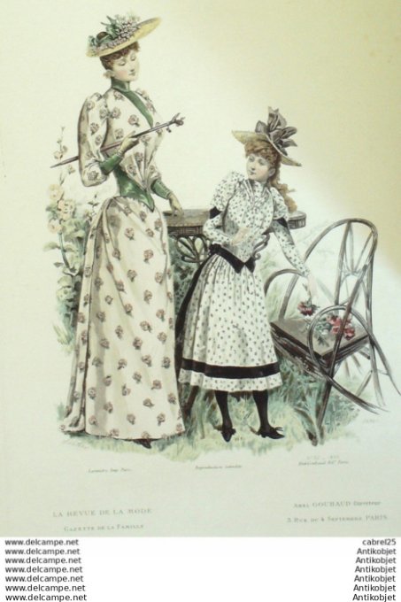 Gravure Mode La Gazette 1890 # 32 (Old Fashion plate)