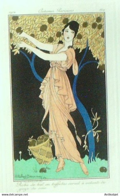 Gravure Costume Parisien 1914 #149 Dammy (eau forte) Robe en Taffetas
