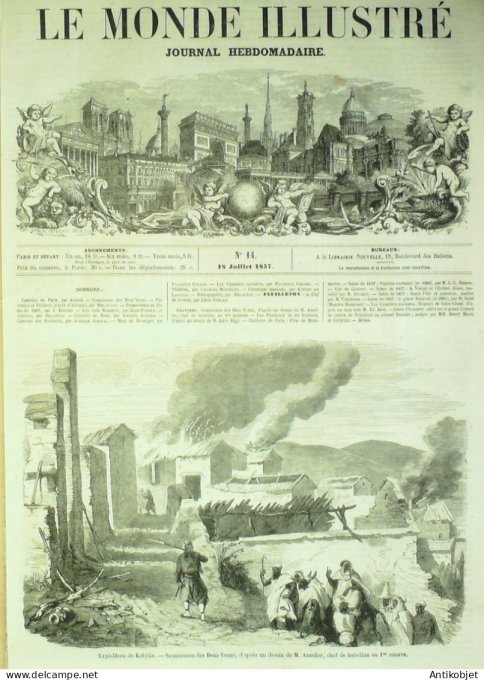 Le Monde illustré 1857 n° 14 Algérie Beni-Yenni Suisse Neuchâtel Genève Montmartre