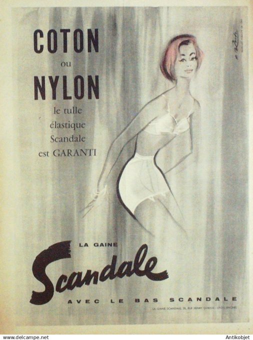 Publicité Lingerie Scandale signée Blonde 1947