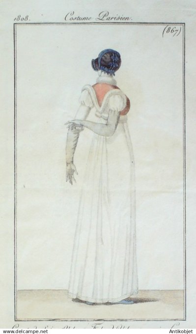 Costume Parisien 1808 # 867 (eau forte) Fichu velours garni en cygne