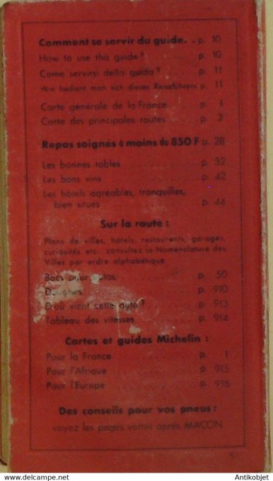 Guide rouge MICHELIN 1959 52ème édition France