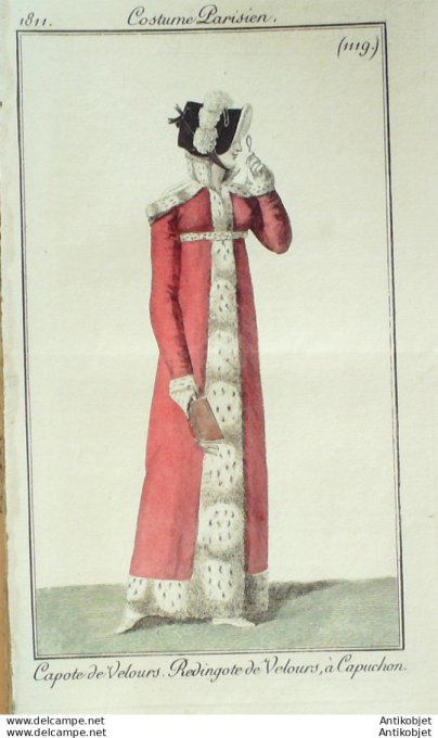 Costume Parisien 1811 # 1119 Redingote à capuchon