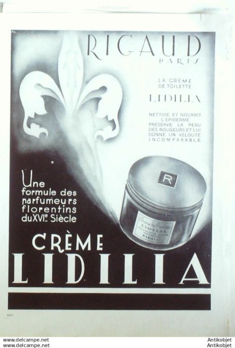 Publicite Cosmetique Rigaud creme Lidilia 1957