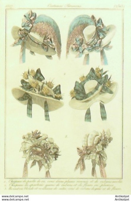 Costume Parisien 1827 # 2515 Chapeaux de paille et sparterie