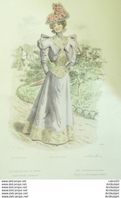 Gravure de mode La Gazette 1897 # 21 Maison Abel Goubaud