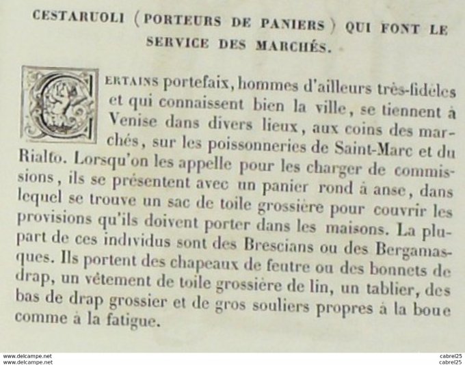 Italie CESTARUOLI Porteur au marché 1859