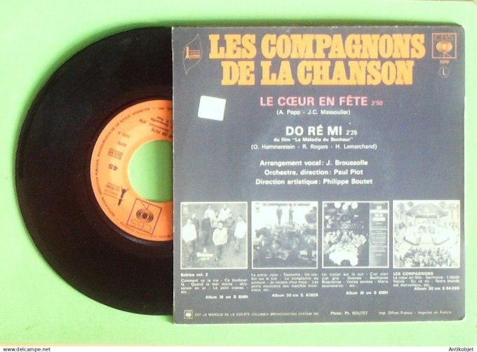 Les Compagnons de la chanson 45T EP Le cœur en fête (languette) 1970