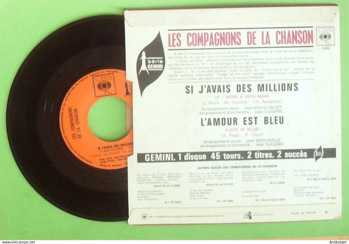 Les Compagnons de la chanson 45T EP Si j'avais des milllions 1968