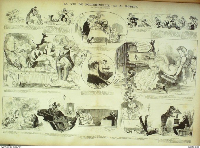 La Caricature 1880 #  17 Vie de PolichinelleDraner Robida Négro Trick