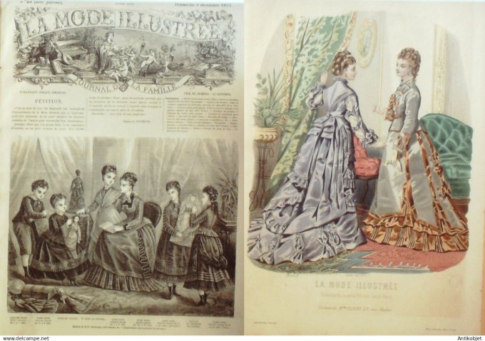 La Mode illustrée journal + gravure associée 1875 # 49