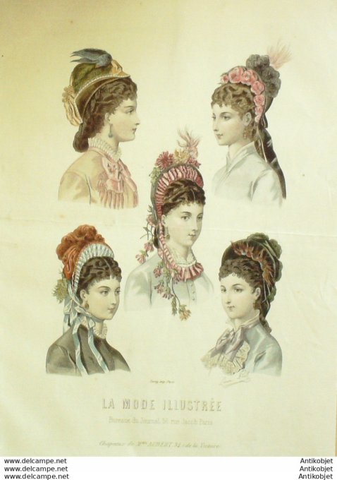 Gravure de mode La Mode illustrée 1878 n°14 (Maison Aubert)