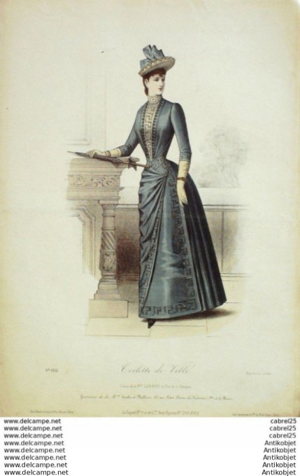 Gravure Mode Le Coquet 1889 # 11 (Old Fashion plate)