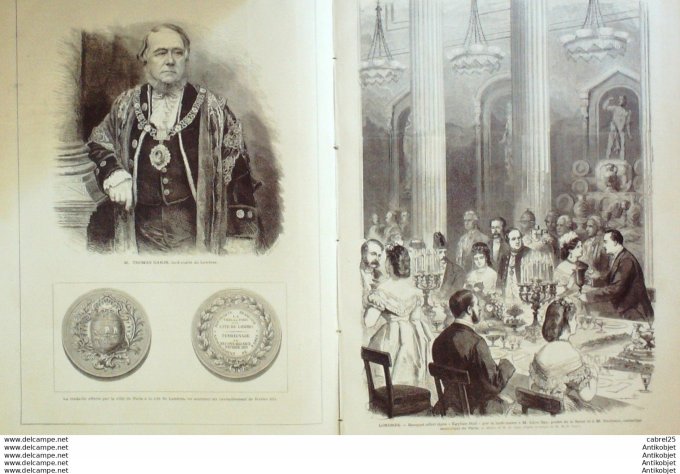 Le Monde illustré 1871 n°759 Chateaudun (28) Usa Chicago Angleterre Londres Lord Thomas Dakin Burgoy