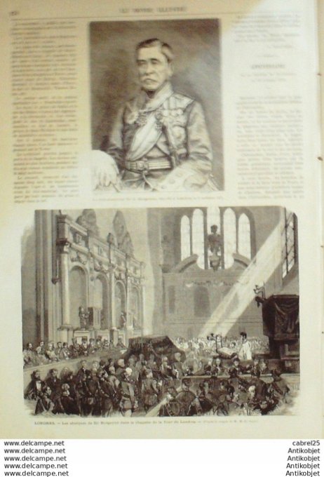 Le Monde illustré 1871 n°759 Chateaudun (28) Usa Chicago Angleterre Londres Lord Thomas Dakin Burgoy