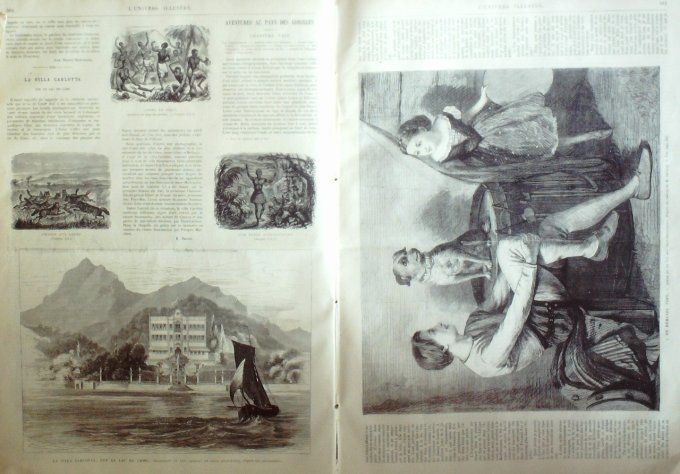 L'Univers illustré 1868 # 713 Inde Lucnow Durbar Italie ComeHongrie Pesth 