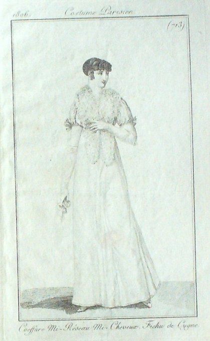 Gravure Mode Costume Parisien 1806 #  713 (eau forte old Fashion plate