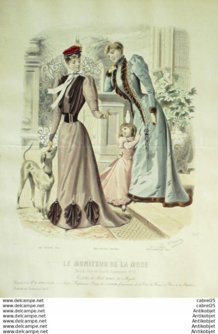 Gravure Mode Le Moniteur 1892 # 07 (Old Fashion plate)