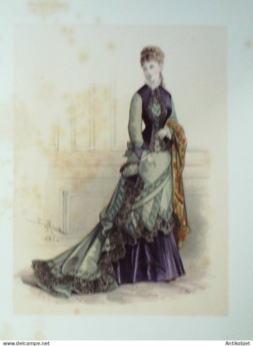 Gravure Mode Elegance Parisienne 1875 # 680 (Old Fashion plate)