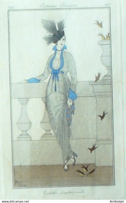 Gravure Costume Parisien 1914 #143b Vallee Armand (eau forte) Toilette