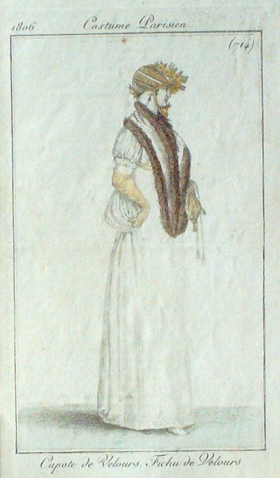 Gravure Mode Costume Parisien 1806 #  714 (eau forte old Fashion plate