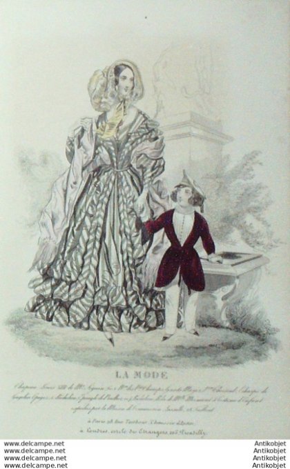 Gravure La mode 1840 # 24 (aquarelle old Fashion plate)