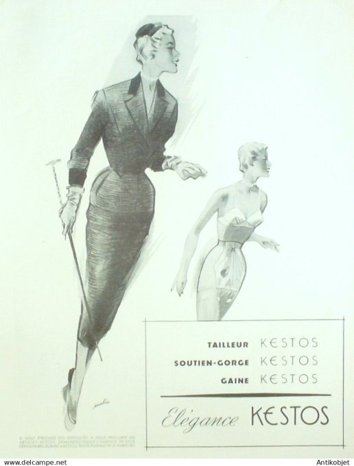 Publicité Lingerie Kestos Vahiné signée Paulin 1959