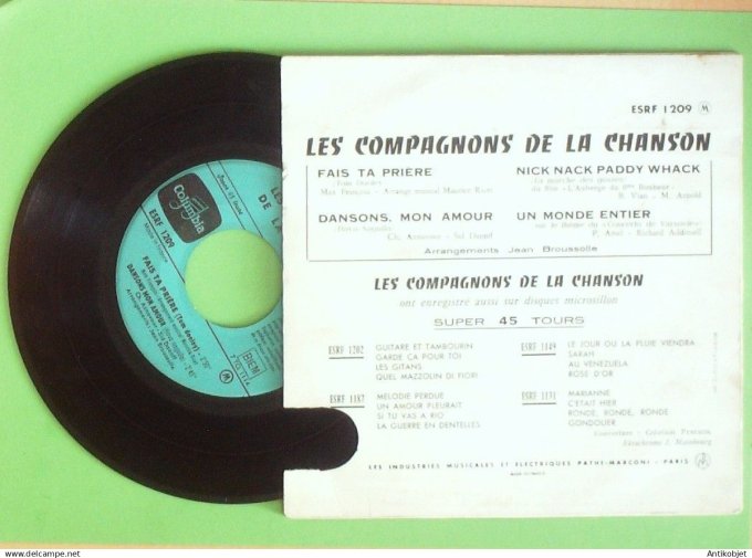 Les Compagnons de la chanson 45T EP Tom Dooley 1959