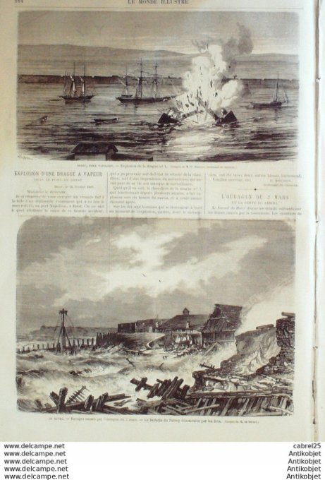 Le Monde illustré 1868 n°622 Le Havre (76) Lerida Belgique Bruxelles Brest (29)