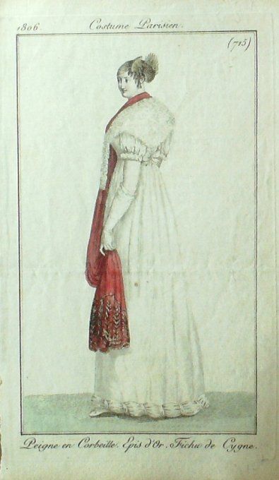 Gravure Mode Costume Parisien 1806 #  715 (eau forte old Fashion plate