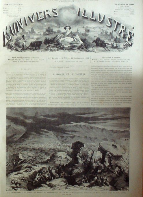 L'Univers illustré 1868 # 715 Pérou Arequipa Buckingham Transylvanie Suisse Zurich Bagnères-Luchon
