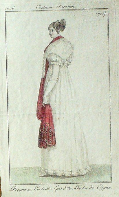 Gravure Mode Costume Parisien 1806 #  715 (eau forte old Fashion plate