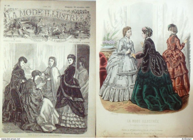 La Mode illustrée journal + gravure associée 1869 # 48