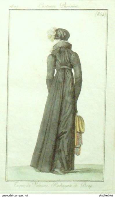Costume Parisien 1807 # 854 (eau forte) Redingote  en drap
