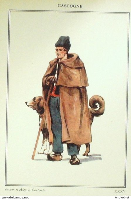 Occitanie Basque Cauterets (65) Berger signé  par P.A Leroux XXème