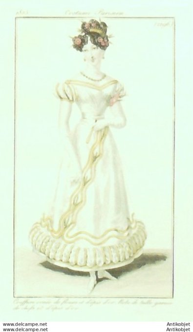 Costume Parisien 1825 # 2296 Robe de tulle & épis d'or