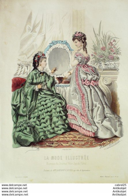 Gravure de mode La Mode illustrée 1873 n°16 (Maison Bréant-Castel)
