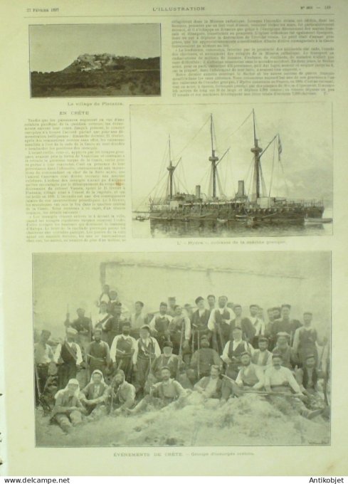 L'illustration 1897 n°2818 Abyssinie Harrar Ras Makonnen Crète Platania Mongolie Djoungar Banque de 