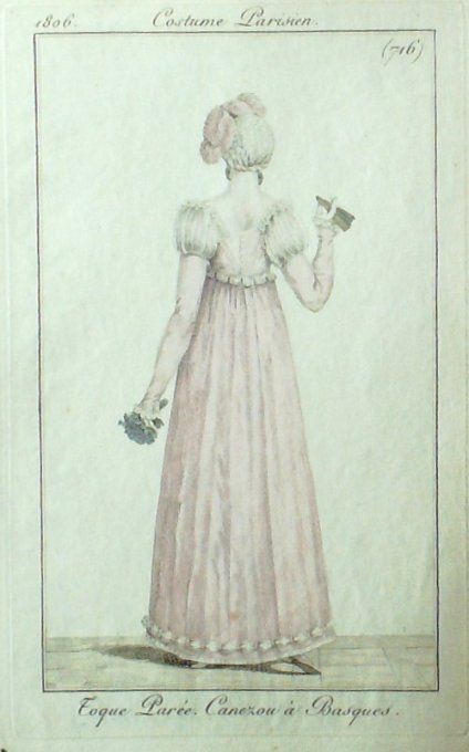 Gravure Mode Costume Parisien 1806 #  716 (eau forte old Fashion plate