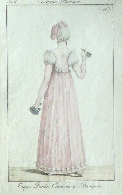Gravure Mode Costume Parisien 1806 #  716 (eau forte old Fashion plate